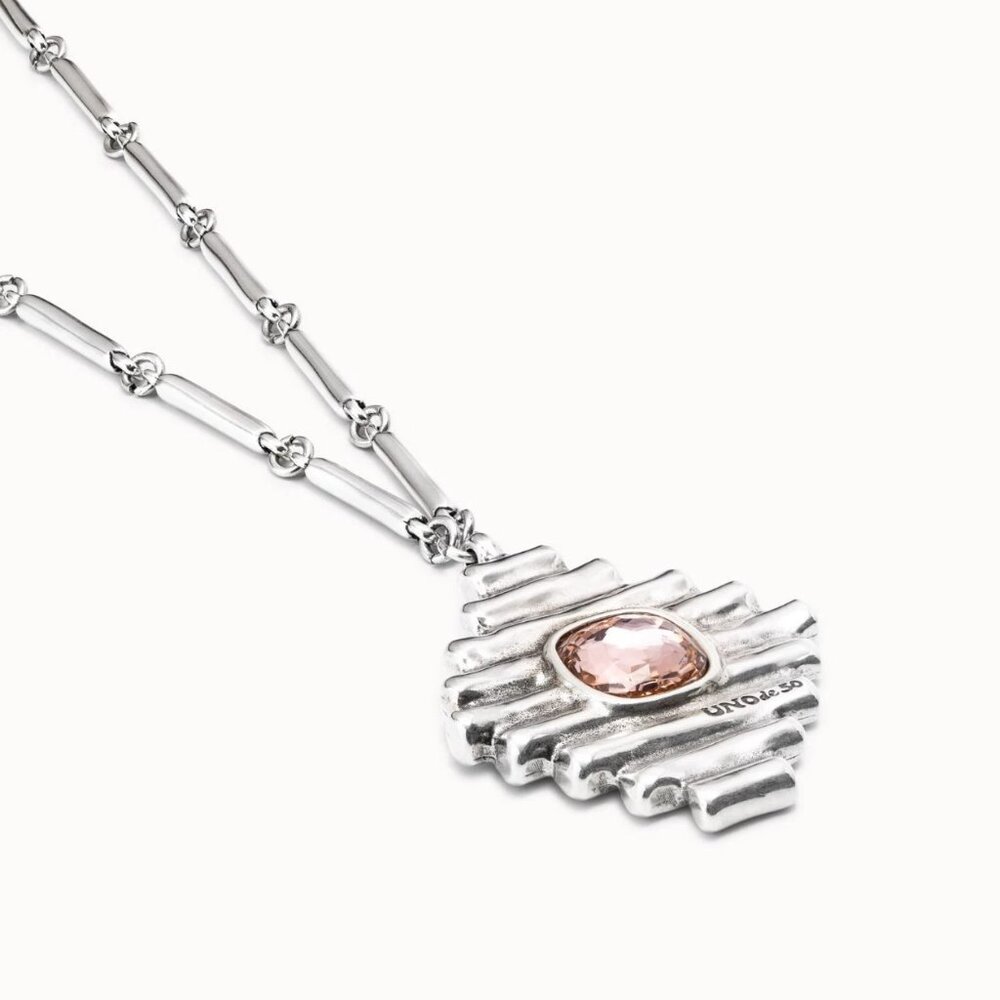 NWT Uno De 50 Bossy Waterfalls Necklace Pink Crystal Silver Plated Links chain - Picture 3 of 16
